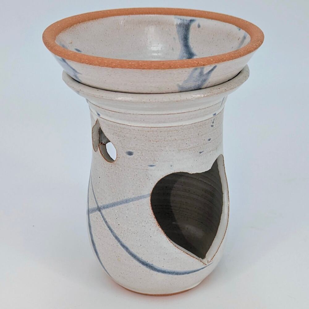 Studio B Stoneware Wax Warmer Art Pottery Heart Candle Holder Artist Signed